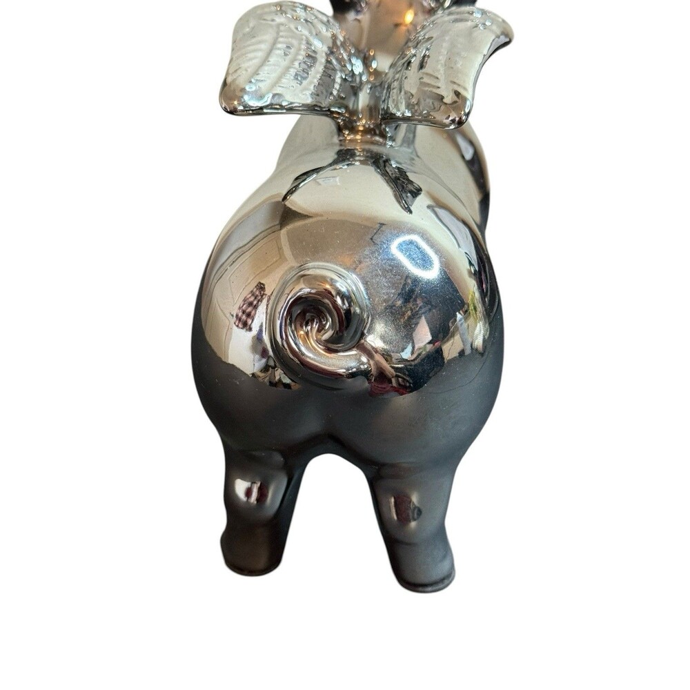 When Pigs Fly Metal Figure Statue Flying Pig Chrome Finish 11.5"x5"x4" - Picture 7 of 12